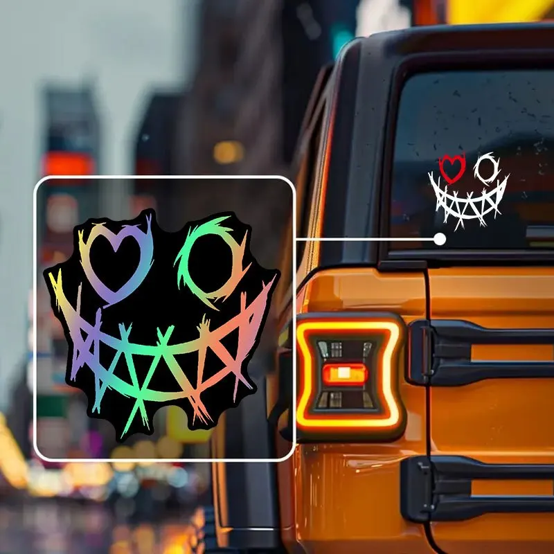 Decorative Sticker Is Suitable for Motorcycle Helmet, Front Fairing, Car Window Devil Smile Waterproof Car Decal