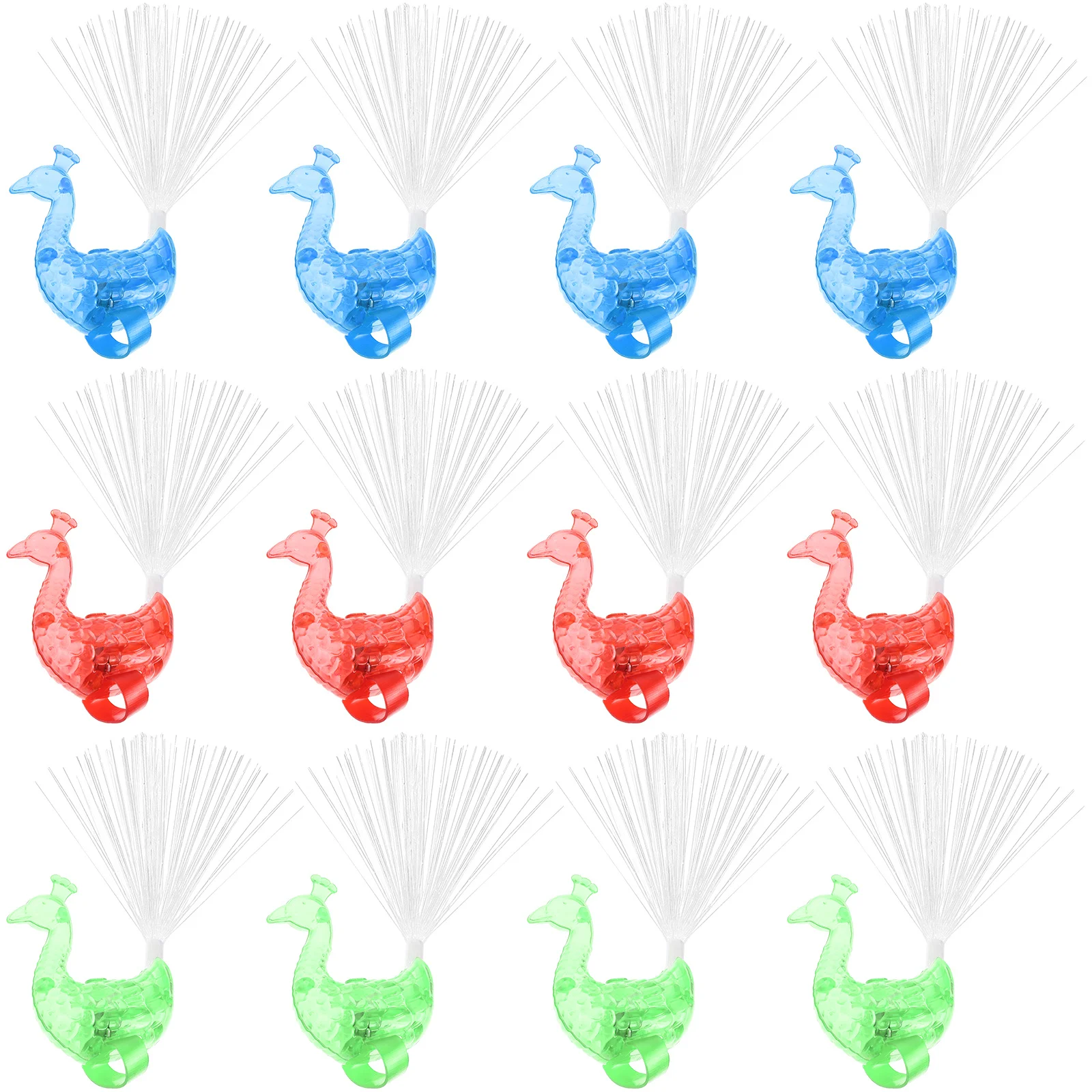 24 قطعة من أضواء الطاووس الألياف البصرية الملونة المضيئة للأصابع لتزيين حفلات أعياد الميلاد والترفيه