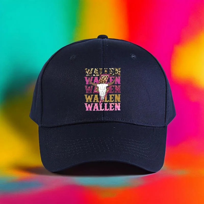 Adjustable Wa Len Wallen Baseball Cap  Black with Golden Lettering Comfortable Polyester Dad Hat for Outdoor Sports & Casual