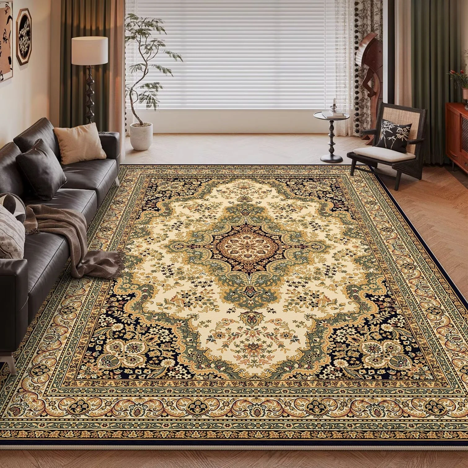 Vintage Light Luxury Living Room Carpet Persia Machine Washable Decoration Coffee Tables Bedroom Rug Plush Mat Ковер Tapis 러그