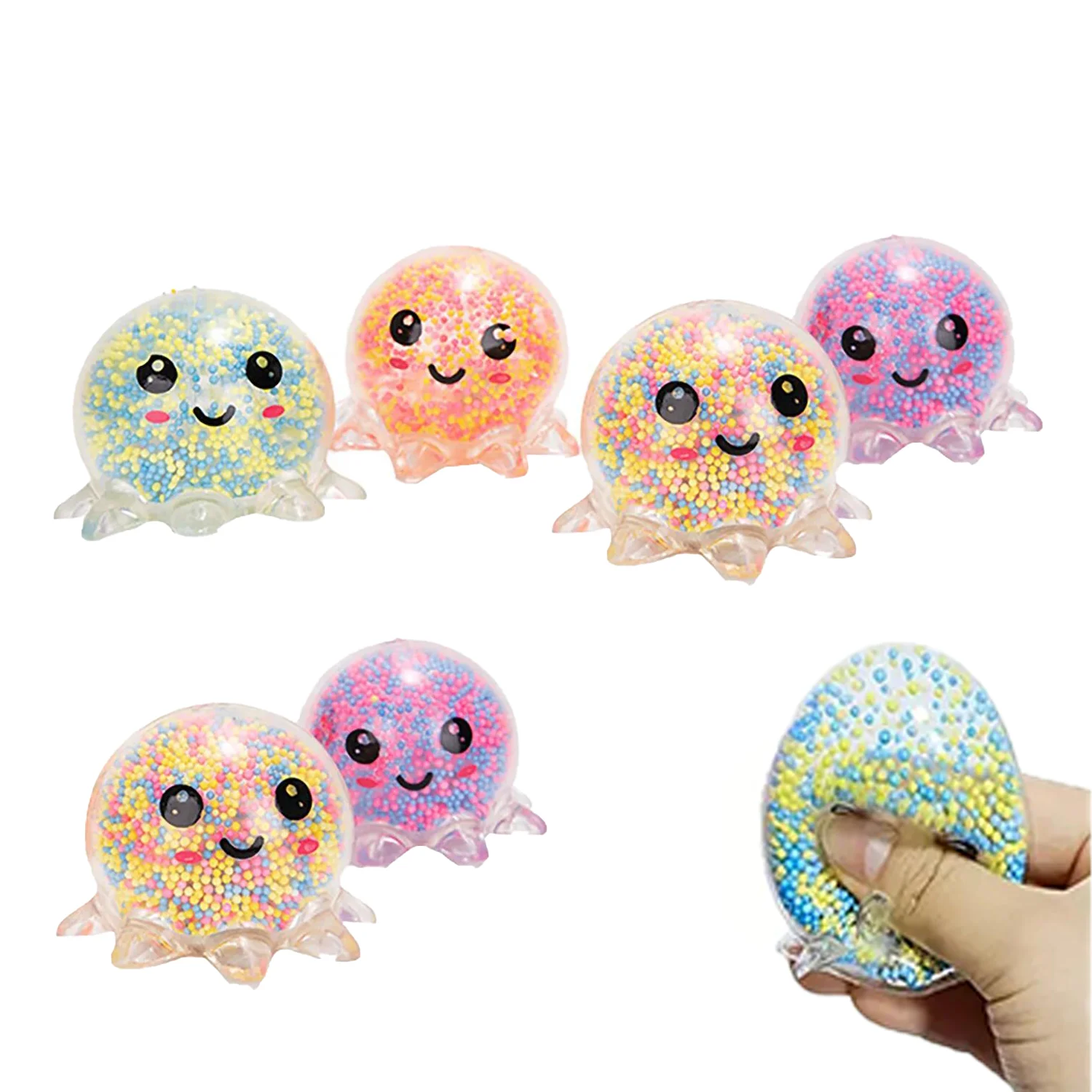 

Light emitting octopus pinch, cartoon foam octopus venting decompression balloon decompression toy (multiple sets)