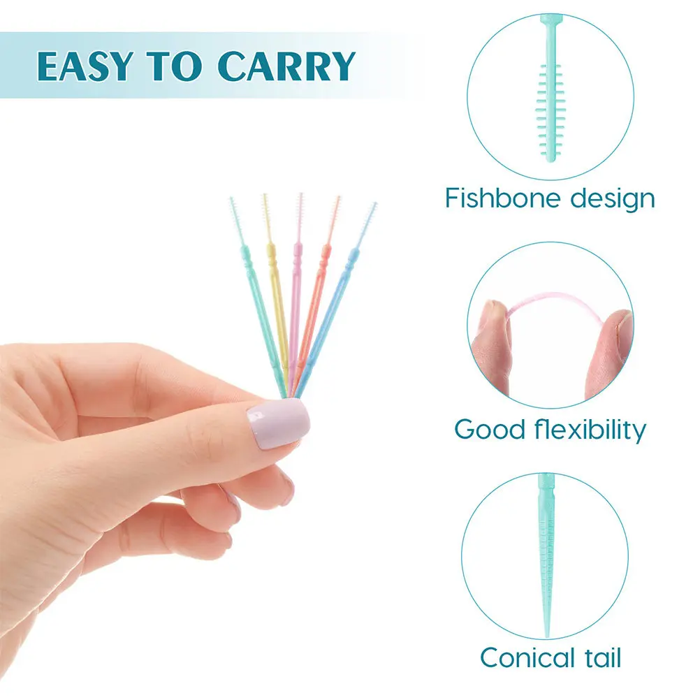 6 Boxes Disposable Interdental Toothpicks Double-End Dental Floss Picks Premium Polypropylene Teeth Cleaning Tools Portable