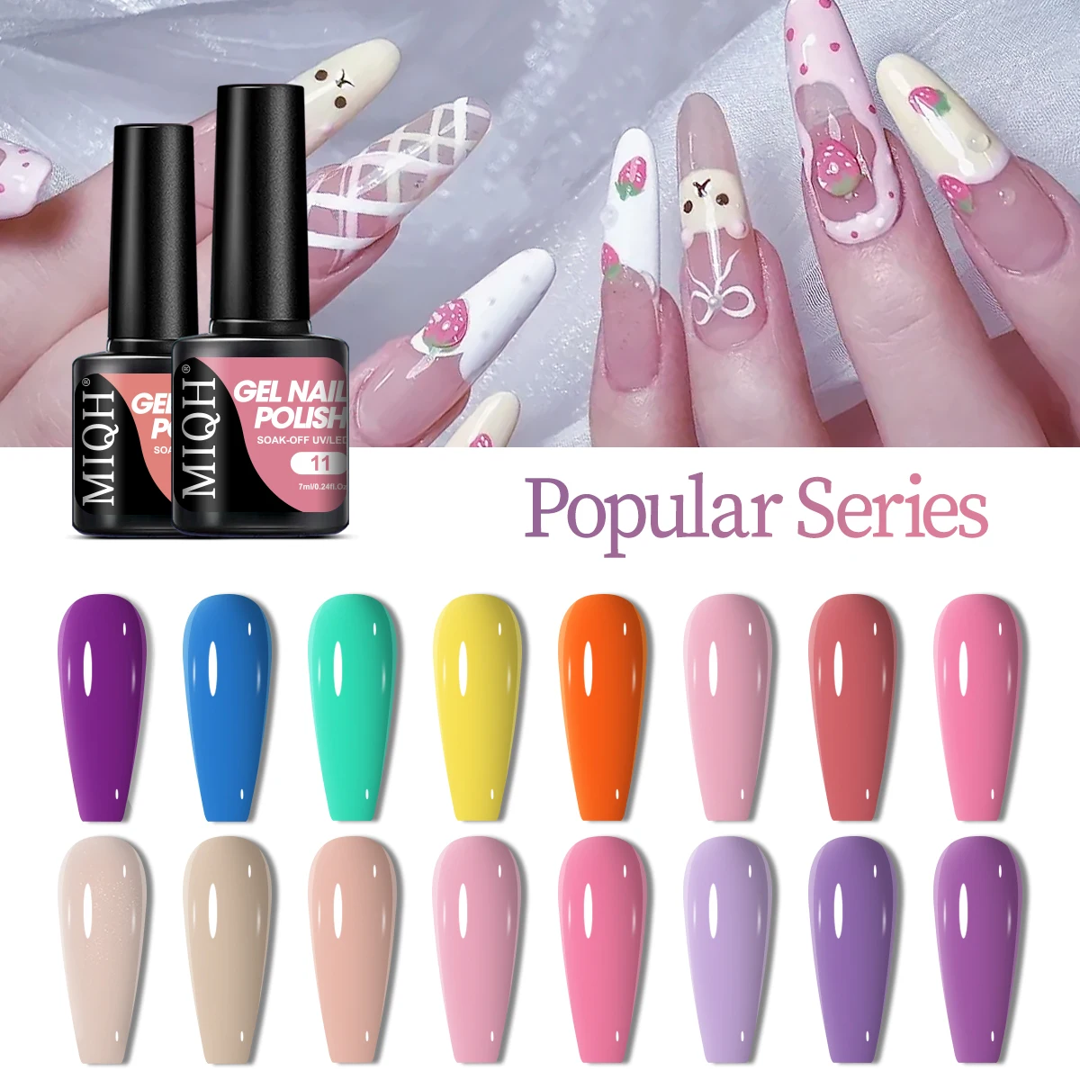 8Pcs/set MIQH Color Gel Nail Polish Set Semi Permanent UV Led Gel Varnish Soak Off Nails Kits