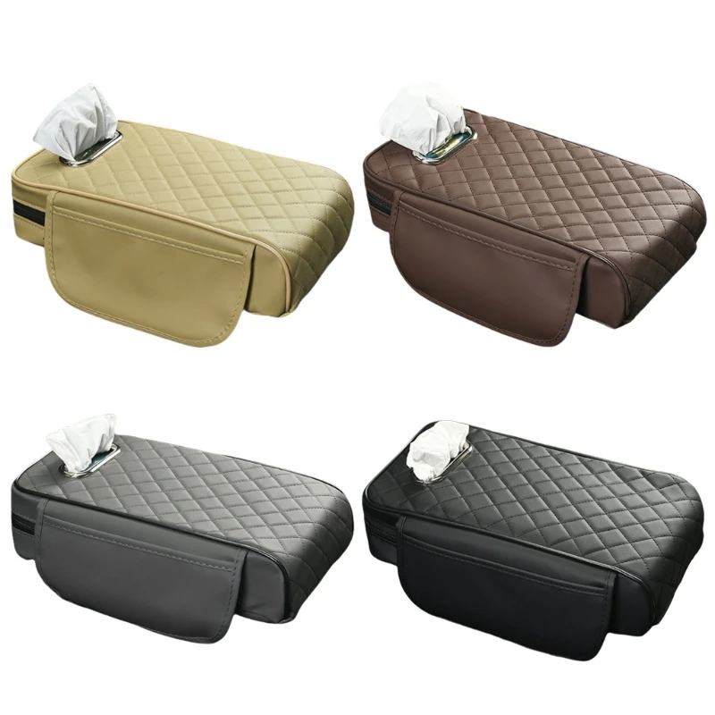 Enhanced Comfort Car Console Armrest Pad with Build in Tissue Box Luxurious Auto Center Console Cushions PU Storage Box