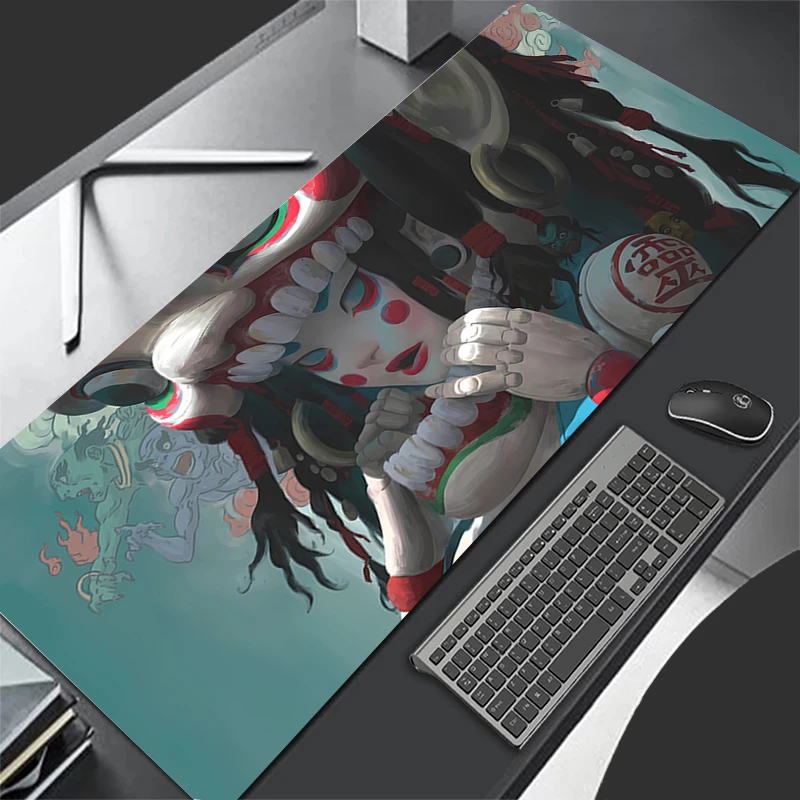 Tamanho grande mousepad diabo oni máscara de jogos computador mousepad pc playmat borracha natural escritório tapete computador ratos almofada para lol