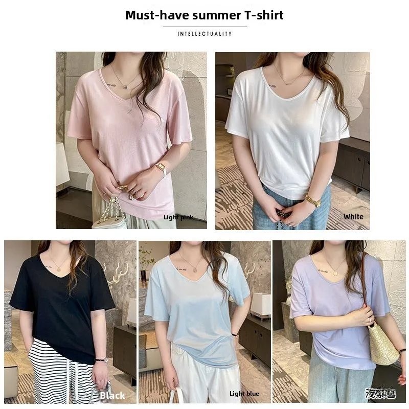 

Женская футболка Ele plus Size с передним плечом ort Sve, уличная деловая повседневная футболка из модального волокна, свободная посадка на голову Dr