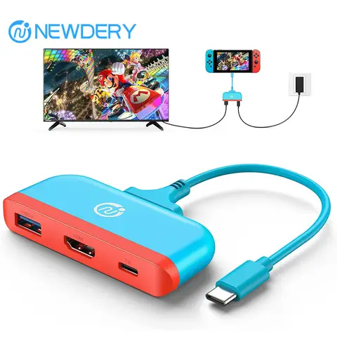 NEWDERY Switch Dock for Nintendo Switch OLED/Steam Deck/Samsung DeX Switch Docking Station for TV Type C to 4K HDMI Hub Adapter