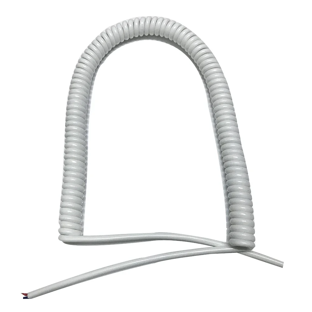 

PU Spring Cord Telephone Telescopic Wire White 2-core White Electronic Car Spring Power Cord Automobile Communication Coil Cable
