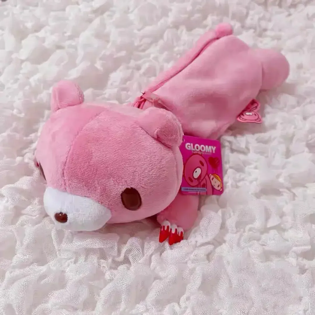 Kawaii Gloomy Bear Pink Pencil Case Large Capacity Fluffy Stationery Bag Portable Storage Pouch for Women Girls Cute Gift