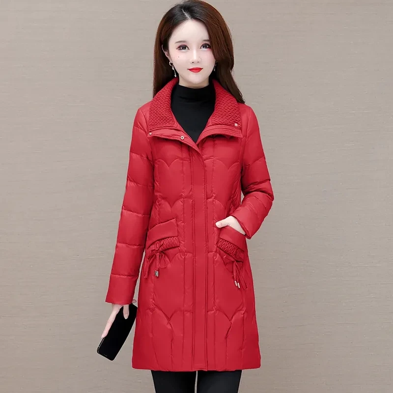 Solid Color Collar Loose White Eiderdown Down  Female 2023 Winter New Fashion Casual Joker Temperament Warm Coat Tide.