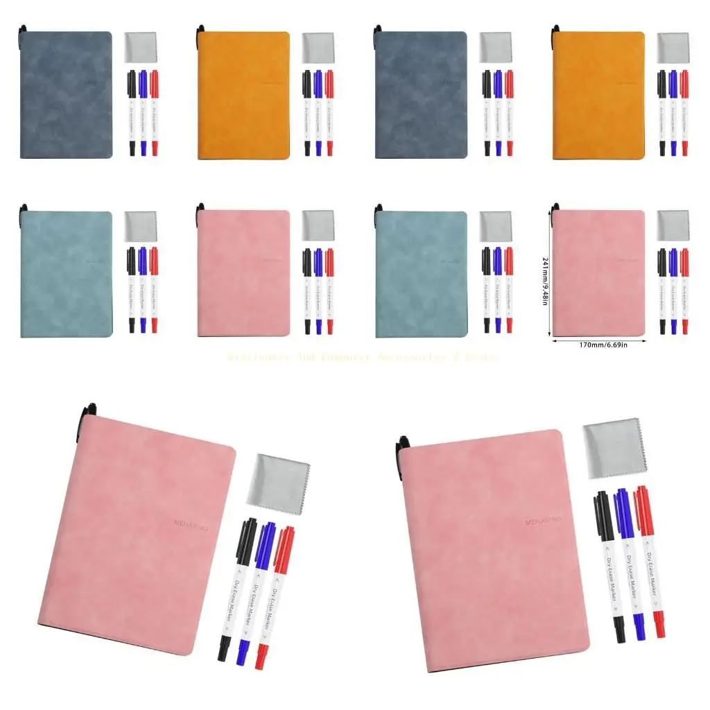 Double-Side Whiteboard Notebook with Erasable Marker for Office Meeting