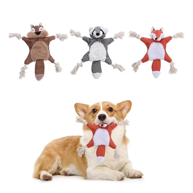 Dog plush squirrel fox shell shape containing sound paper BB called bite-resistant molar pet toy