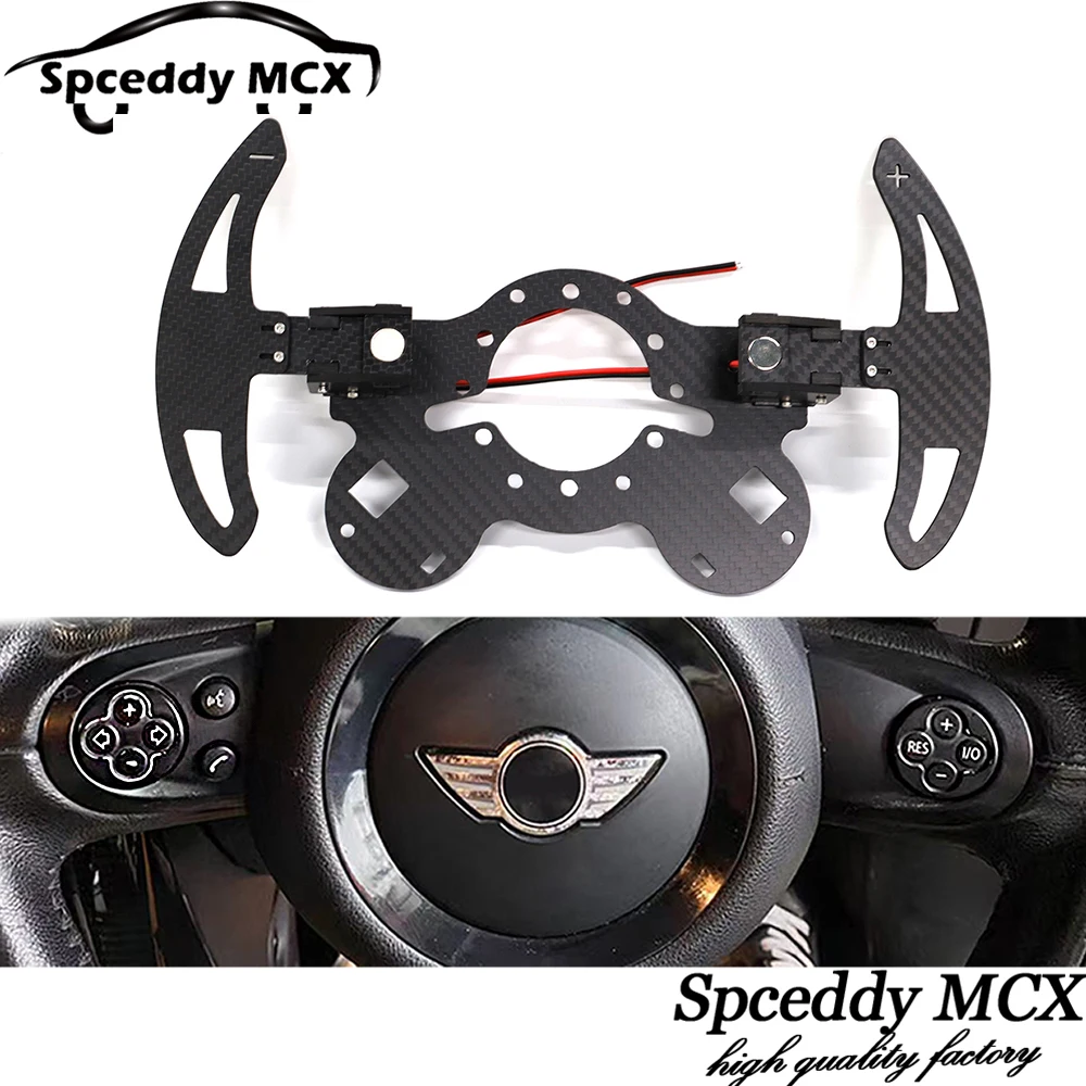 Carbon Fiber Mangnetic Shift Paddles Car Sports Steering Wheel Keep Multi Button Bracket For BMW Mini Cooper R55 R56 R57 R58 R59