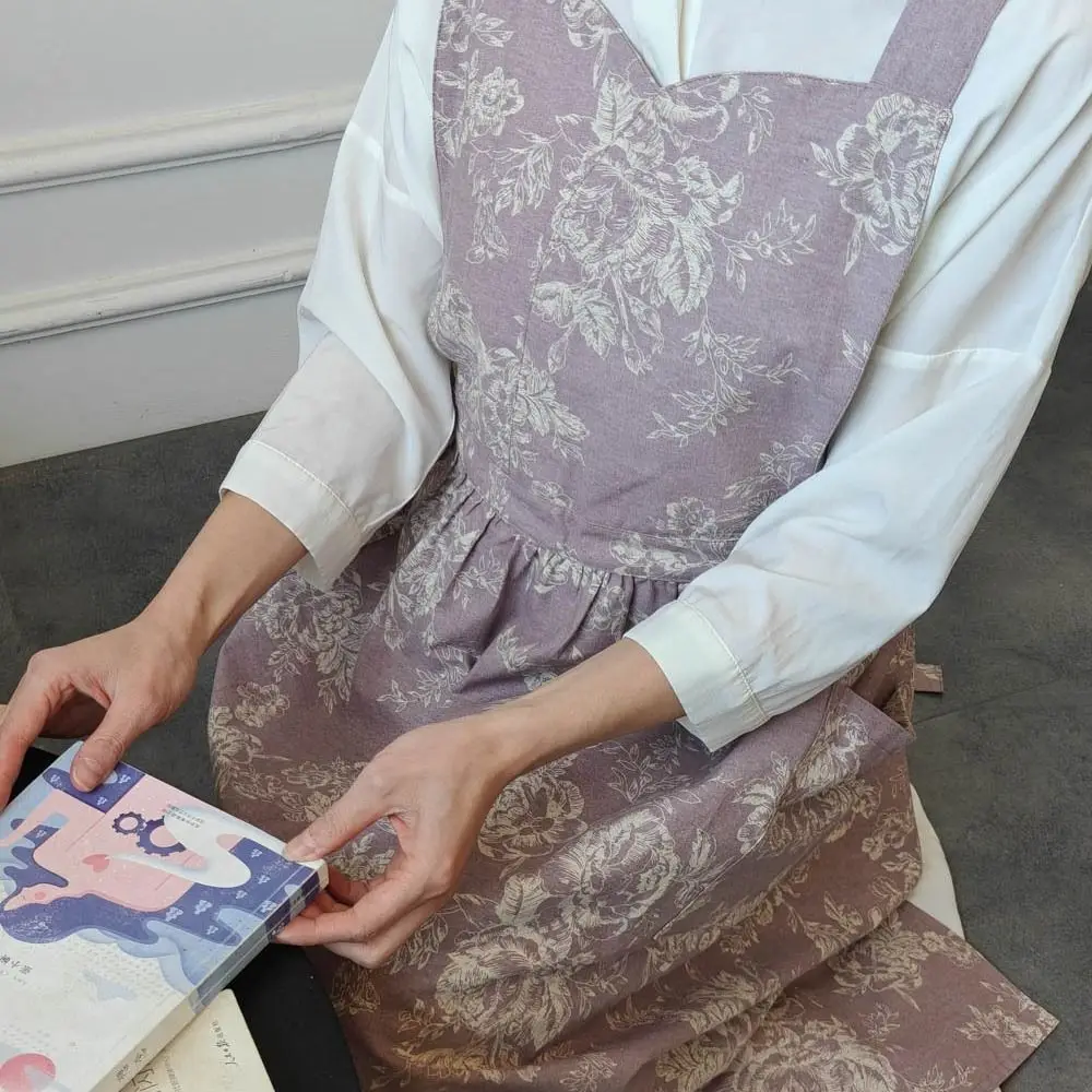 

Удобный элегантный кухонный фартук с карманами, фартук для уборки с перекрестными лямками на спине, мягкий изысканный фартук для готовки и садоводства