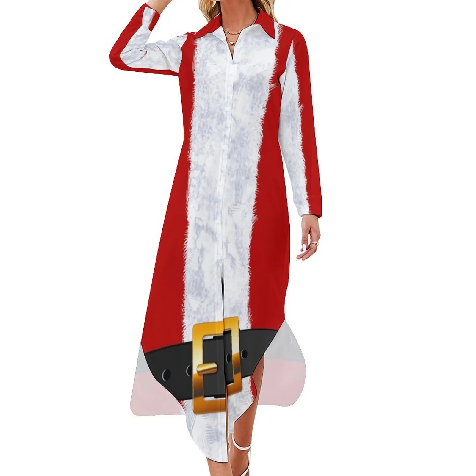 Santa Claus Suit Fashion Statement Long Sleeved Shirt Dress Dress for girls Women long dress ladies dresses for women 2024