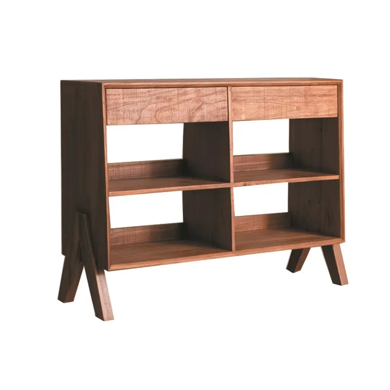 Medieval meal side wall entrance cabinet, Japanese-style wabi-sabi wind cabinet, pure solid wood storage