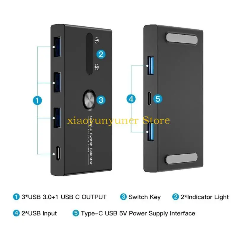 P9JB Type C And USB Switcher For Double Computer Device Sharing USB A Type C