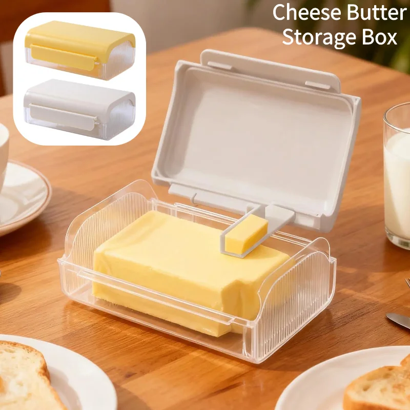 Airtight Butter Dish with Built-in Cutter Cheese Butter Storage Box with Lid Butter Container for Refrigerator Kitchen Gadgets