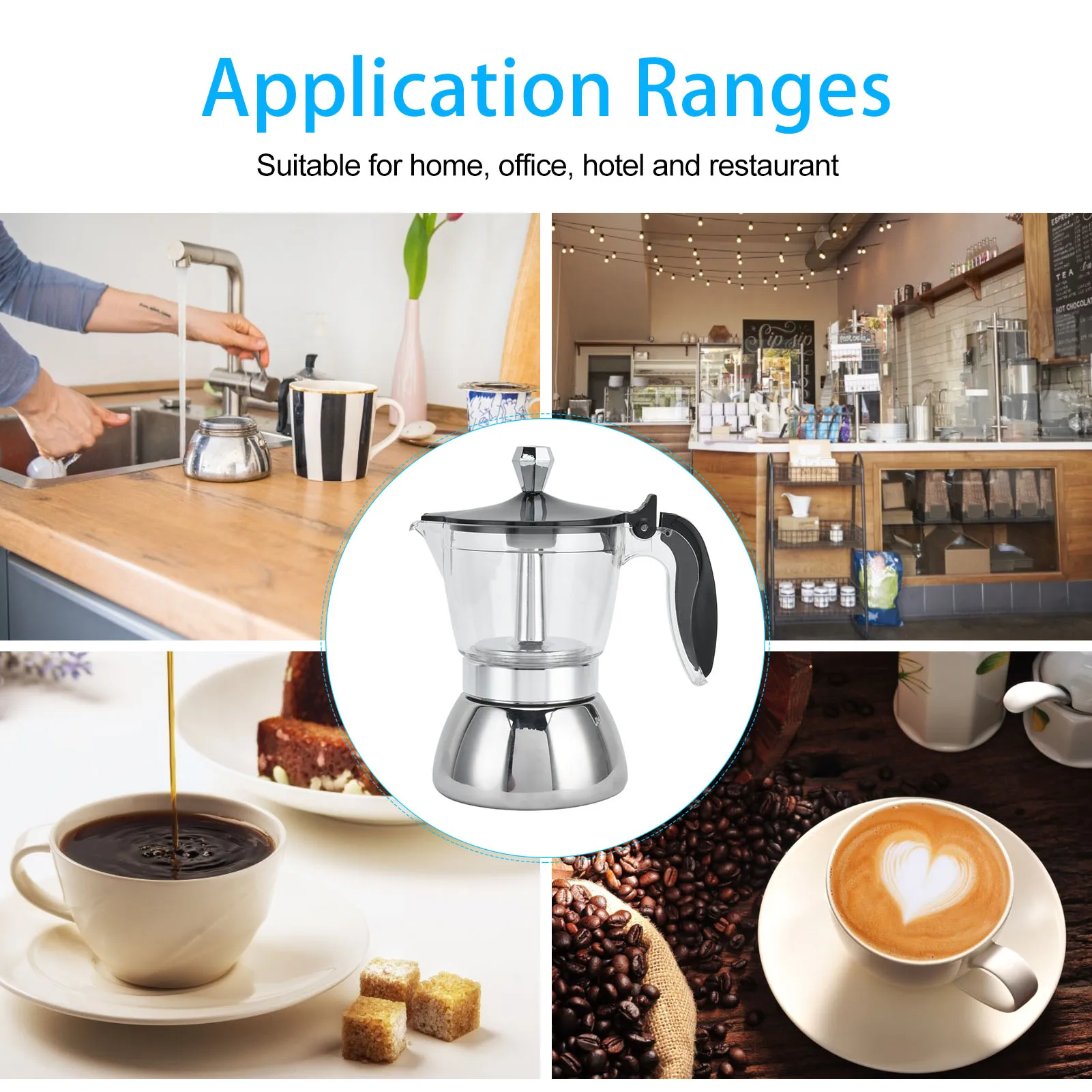 4 Cups Moka Pot Stainless Steel Coffee Pot Quickly Make Espresso Italian Coffee Machine Home Brewing Kettle for Electric Stove