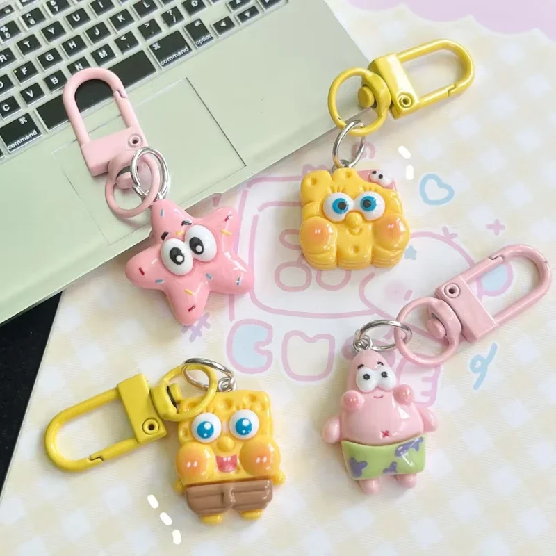 

NEW Anime Spongebobed Patrick Star Squidward Tentacles Krabs Boss Keychain Kawaii Bag Pendant Accessories Gift for Friends