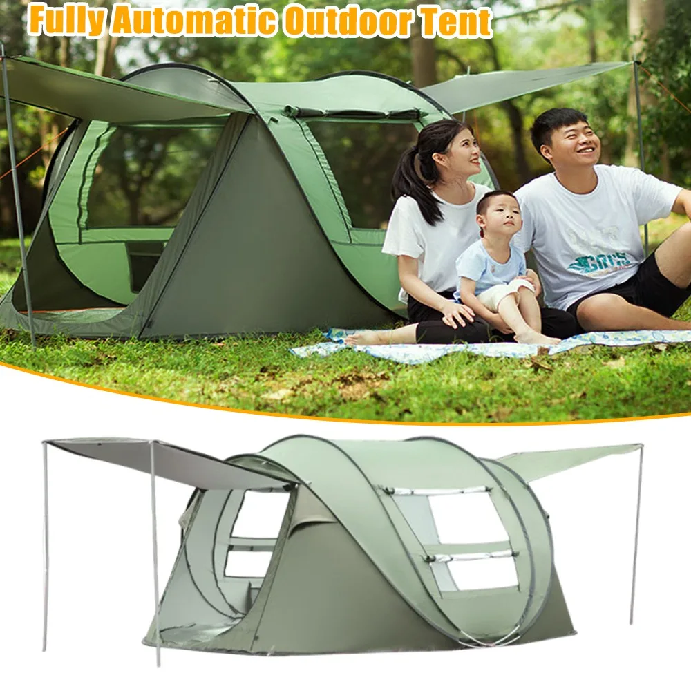 Instant Pop Up Outdoor Camping Tent 5-8 Person / 3-4 Person 2 Door 2 Mesh Window Sunshade Rainproof Boat Tent Easy Setup