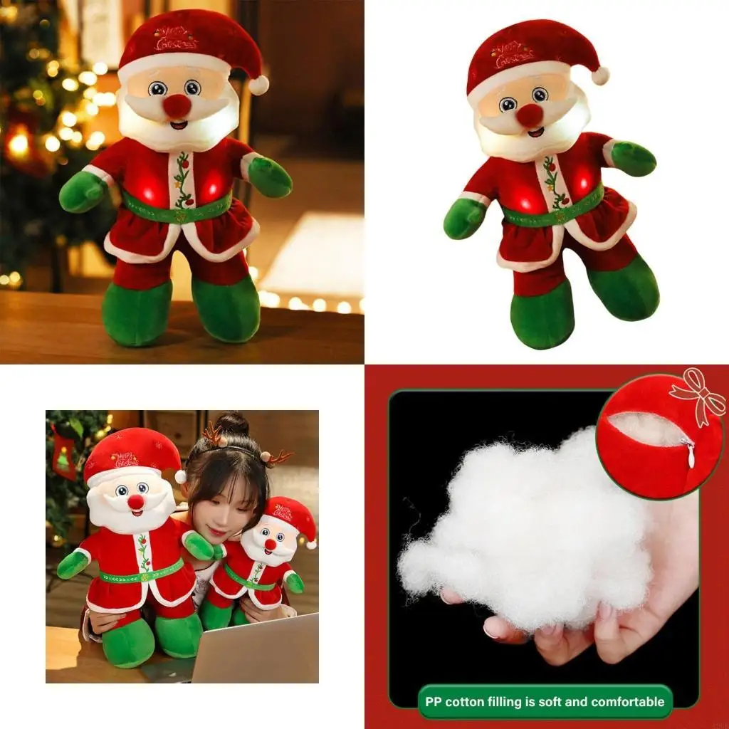 

Singing Christmas Santa Doll with Music Holding Christmas Song Stuffed Toy Singing Santa Plush Doll for Holiday A2UB