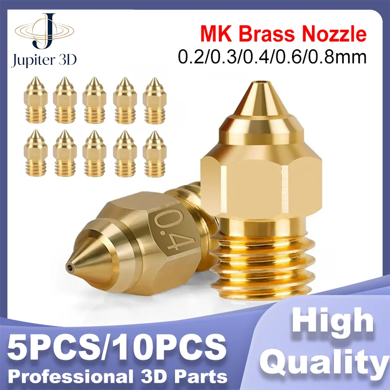 5PCS/10PCS Brass Nozzles 0.2/0.3/0.4/0.6/0.8mm For Ender 3/Pro/V2/Max/Neo Ender 5/Pro/Plus Ender 6 CR-6 SE 3D Printer Accessory