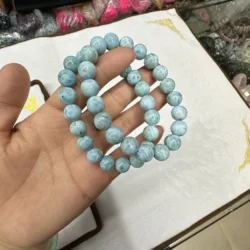 Charms Jewelry Real Designer Natural Larimar Stone Beads Energy Elastic Bracelet Gemstone Gift Lucky Amulet Hand String