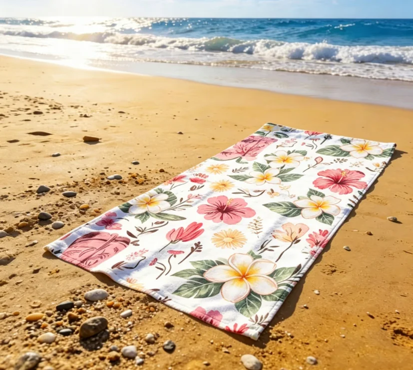 Western Cowboy Boots & Floral Print Beach Towel, Quick Dry Sand Free Microfiber Towel for Beach Pool Camping