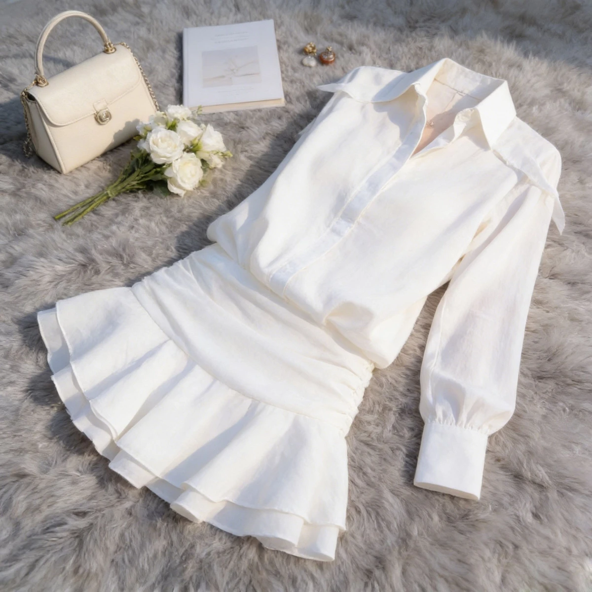 Elegante witte shirtjurk voor  - Korean Style A Line Shirt Dress recensie en prijs