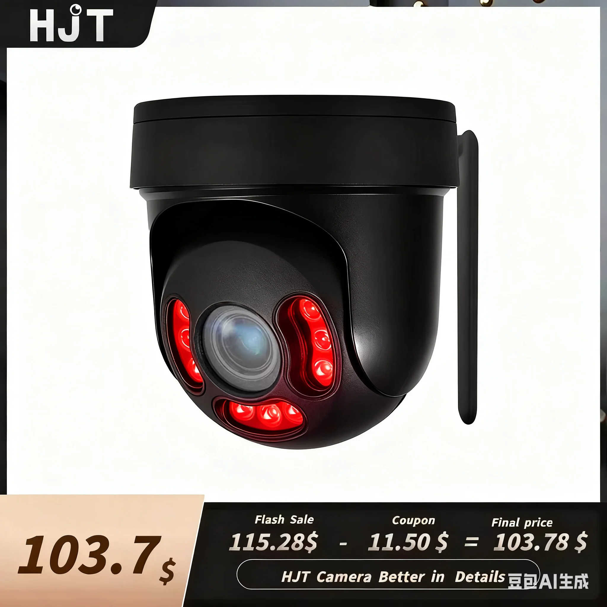 

HJT 4G SIM Card 4K 8MP Wireless Security PTZ Dome Wifi 5MP 2.7-13.5mm 5X Zoom Two Way Audio Outdoor Color Night Version