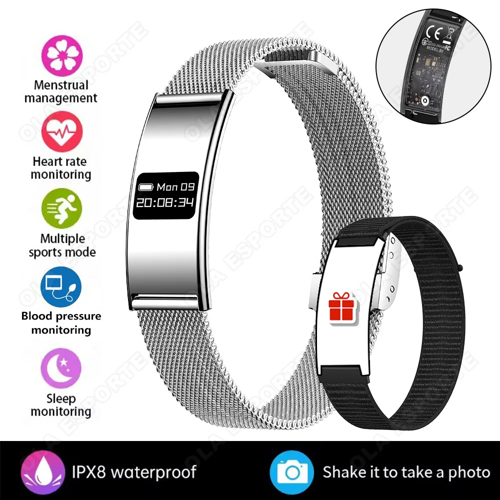 Ultradunne slimme armband Dames Heren Hartslag Bloedzuurstof Gezondheidsmonitor Sport Smartwatch Waterdicht Smart Watch Vakantiegeschenken