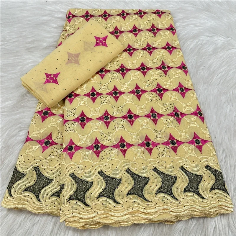 

5 yard With Scarf Swiss lace fabric Dry lace embroidery African 100% cotton fabrics Swiss voile lace Dubai style 18L1101204