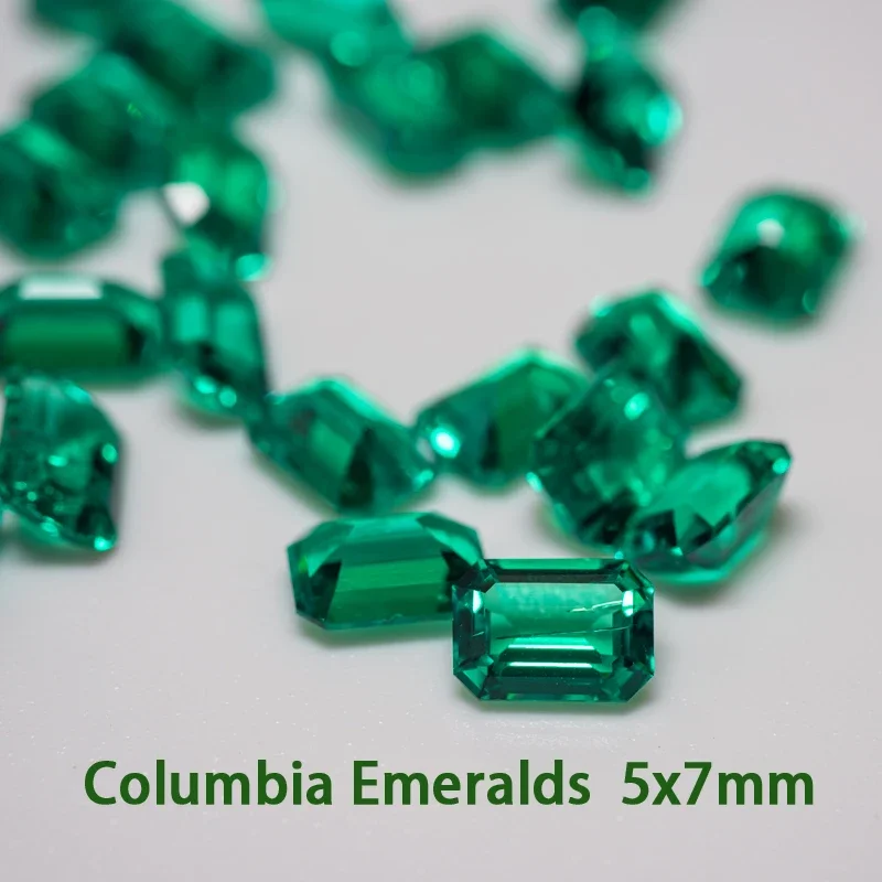 

Lab Grown Emerald Cut Columbian Emeralds Hydrothermal Hand Cutting Advanced Jewelry Making Materials 0.73-1.0ct AGL Certificate