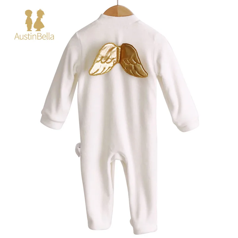 Spring Autumn Baby Romper Kids Girls Boys Baby Clothes Long Sleeves White Back Wing Jumpsuit Kids Casual Clothes Newborn Outfits