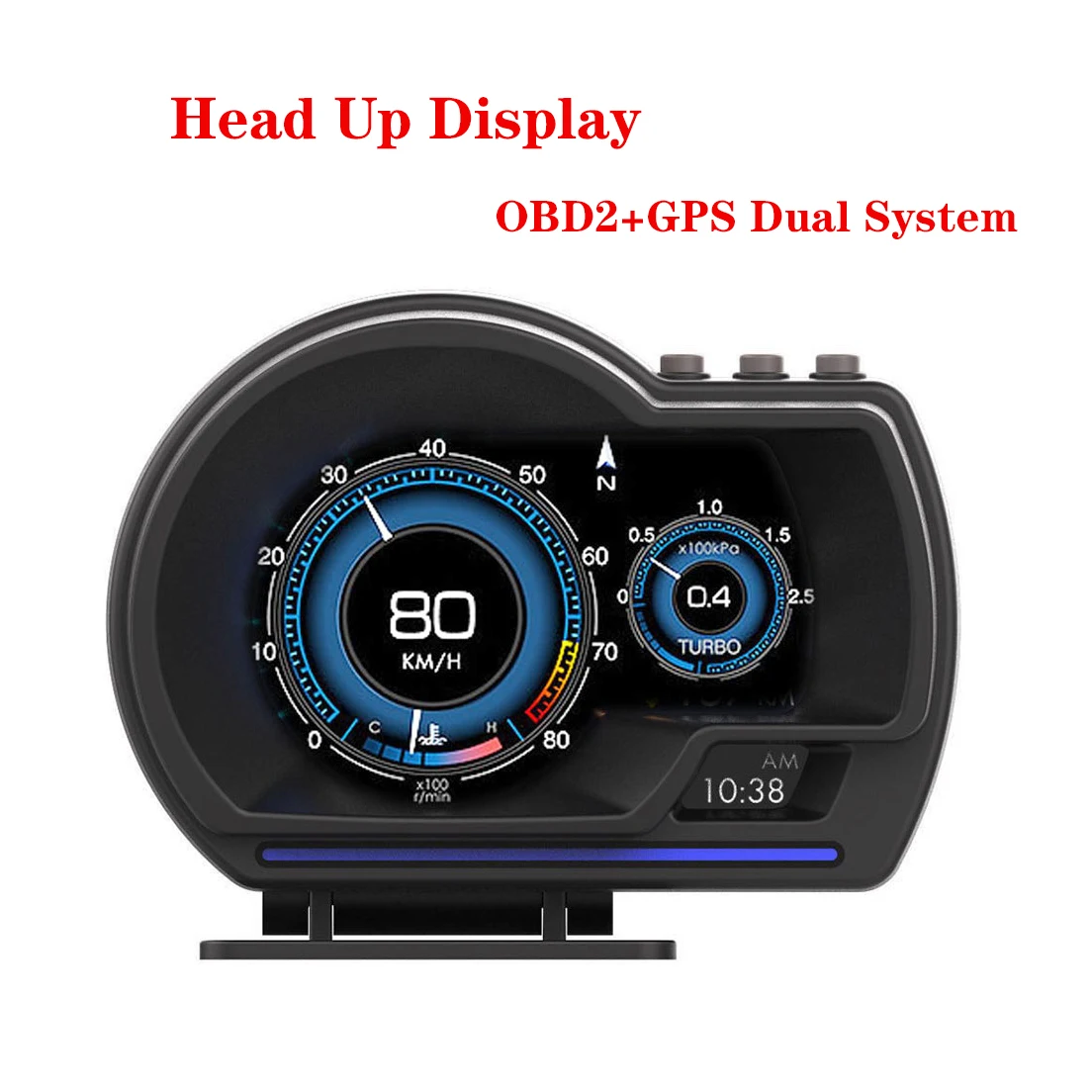 HUD OBD2+GPS Digital Guage Head Up Display Car Electronics Smart Security Alarm Monitor Water Oil Temp RPM GPS For All Cars