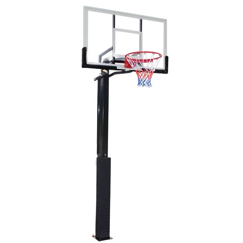 Ground Basketball Hoop Profesional Tempered Glass Backboard Adjustable Basketball System In Ground