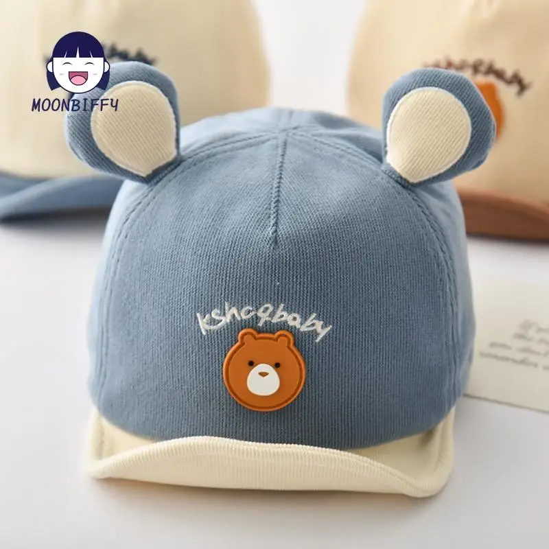 Boné de beisebol infantil, urso bonito, viseiras de sol ao ar livre, chapéu de criança repicado, algodão, gorro infantil, 6-18m