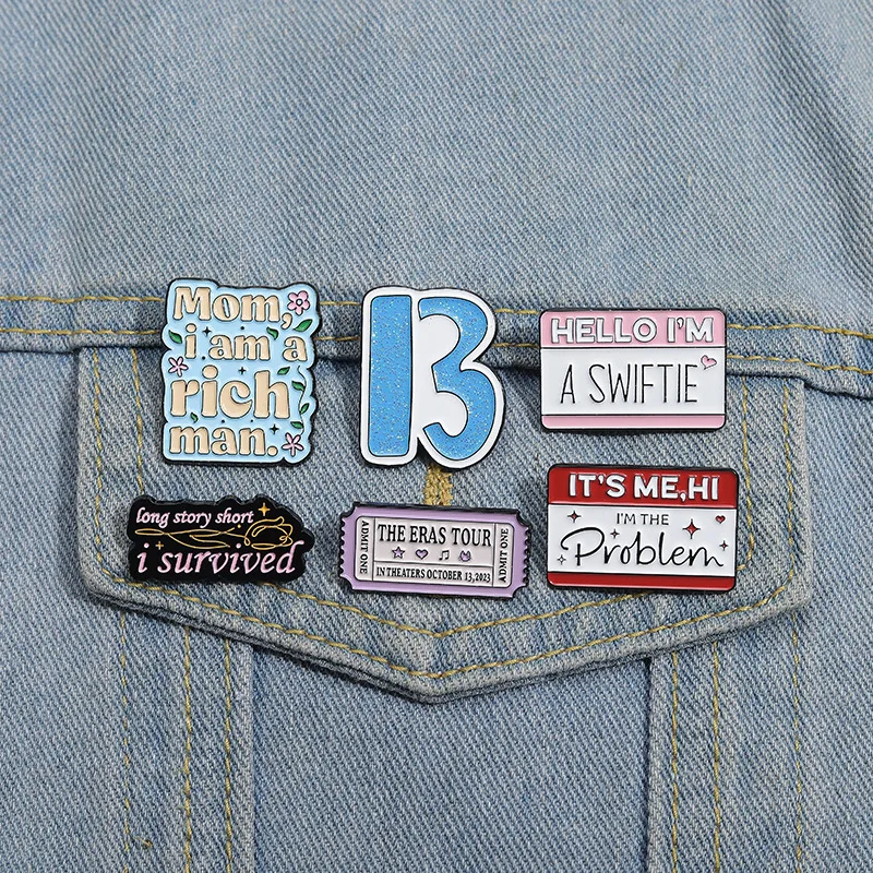 Digital Brooch Enamel Ins Trend A SWIFTIE Letter Badge Metal Baked Children's Backpack Clothing Lapel Pins Souvenir Wholesale