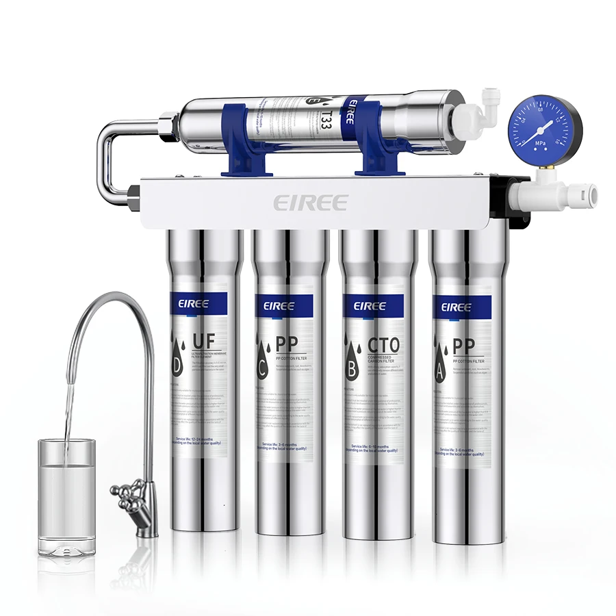 EIREE Upgrade 5 Stage Kitchen Water Purifier Stainless Steel Ultrafiltration LED Water Filter Direct Drinking Tap Water Filter