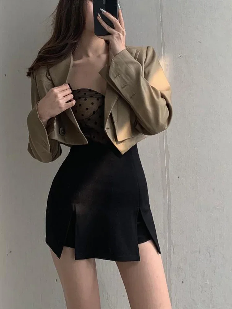 New Sexy Split Shorts Skirt Women's Office Ladies Suit Skirt Summer New Black Mini A-line Pants Skirt High Waist Wide Leg Shorts