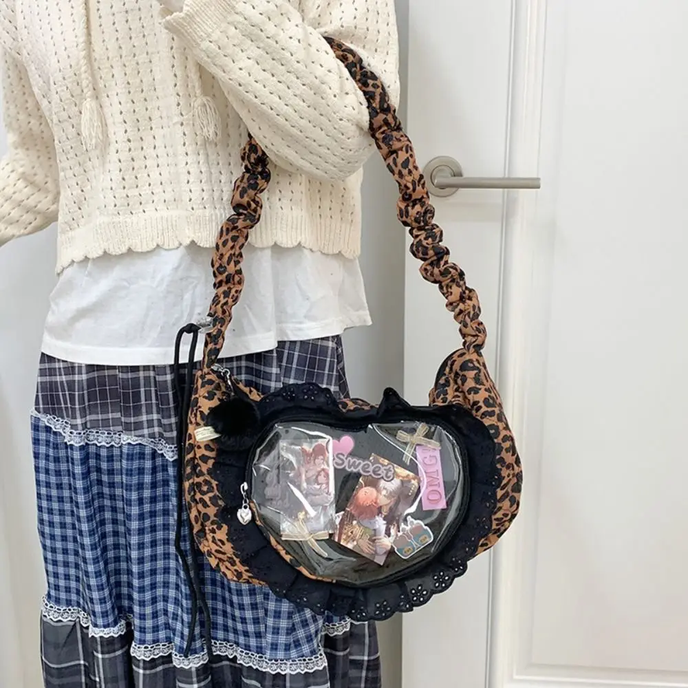 

Zipper Bag Love Heart Lace Itabag Ox Cloth Preppy Style Space Cotton Transparent Bags Cotton Doll Bag Wallet Shoulder Bag Men