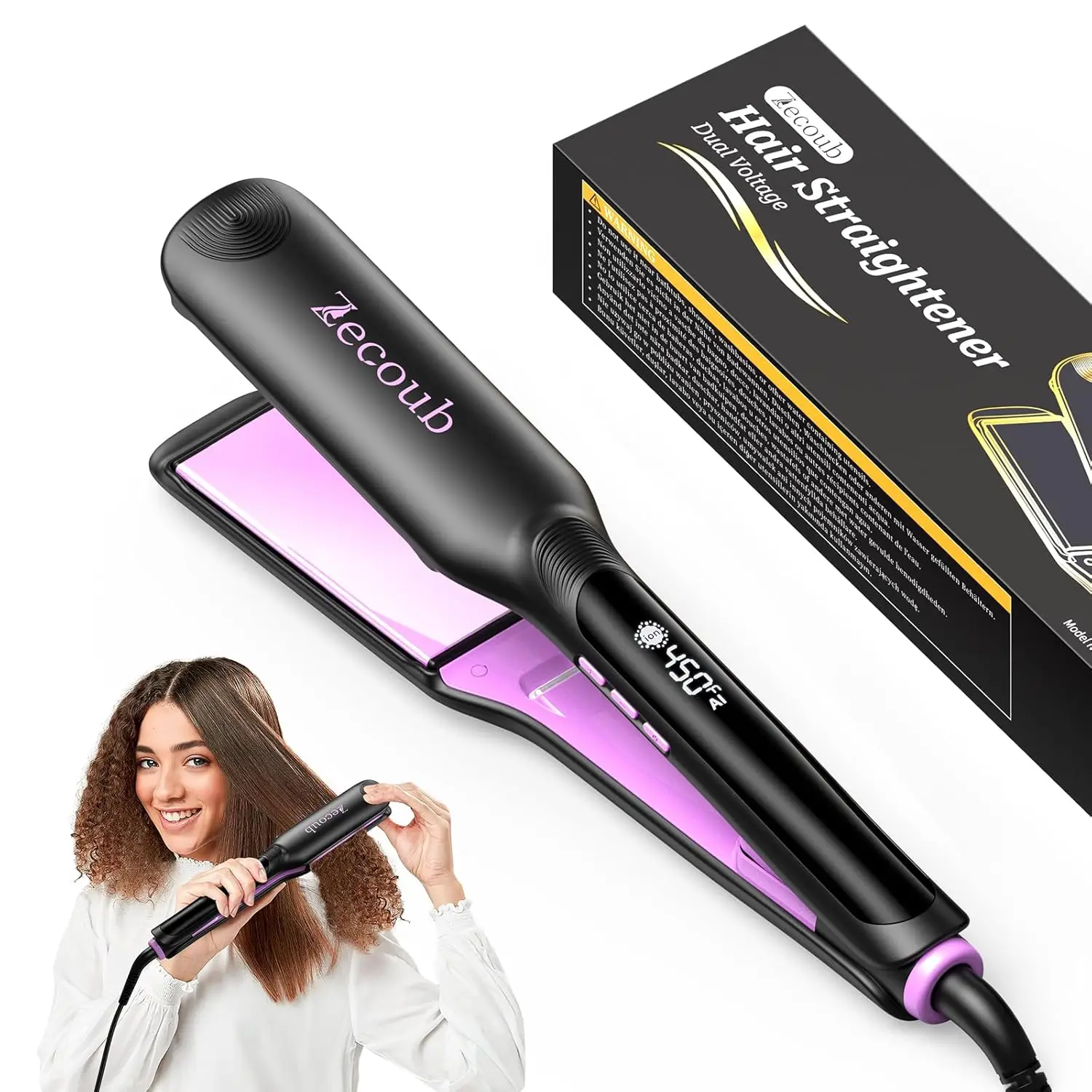 

1.75 Inch Hair Straightener for Women, Ionic Flat Iron Hair Straightener with Professional Ceramic Coated, 9 Smart Temps Control