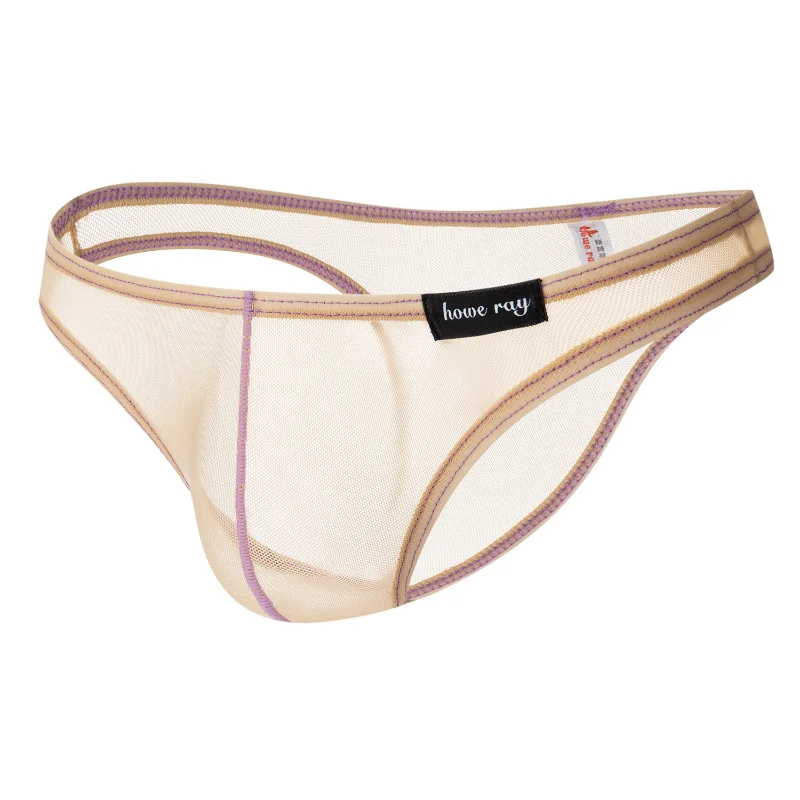 Ropa interior de malla transparente para hombre, Mini bragas finas, Tanga transpirable, calzoncillos de cintura baja, Tanga convexo en U