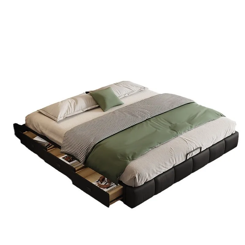

Puff antique leather bed, modern simplicity, light luxury premium soft bag double wedding bed