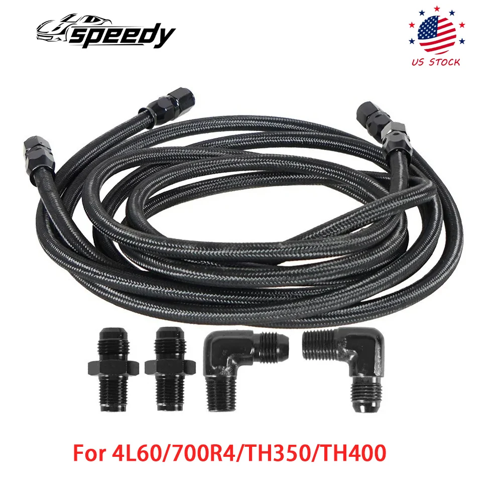 

For 4L60/700R4/TH350/TH400 6AN Flexible PTFE Transmission Cooler Hose Lines Fitting Nylon Stainless Steel Braided Lines Fitting