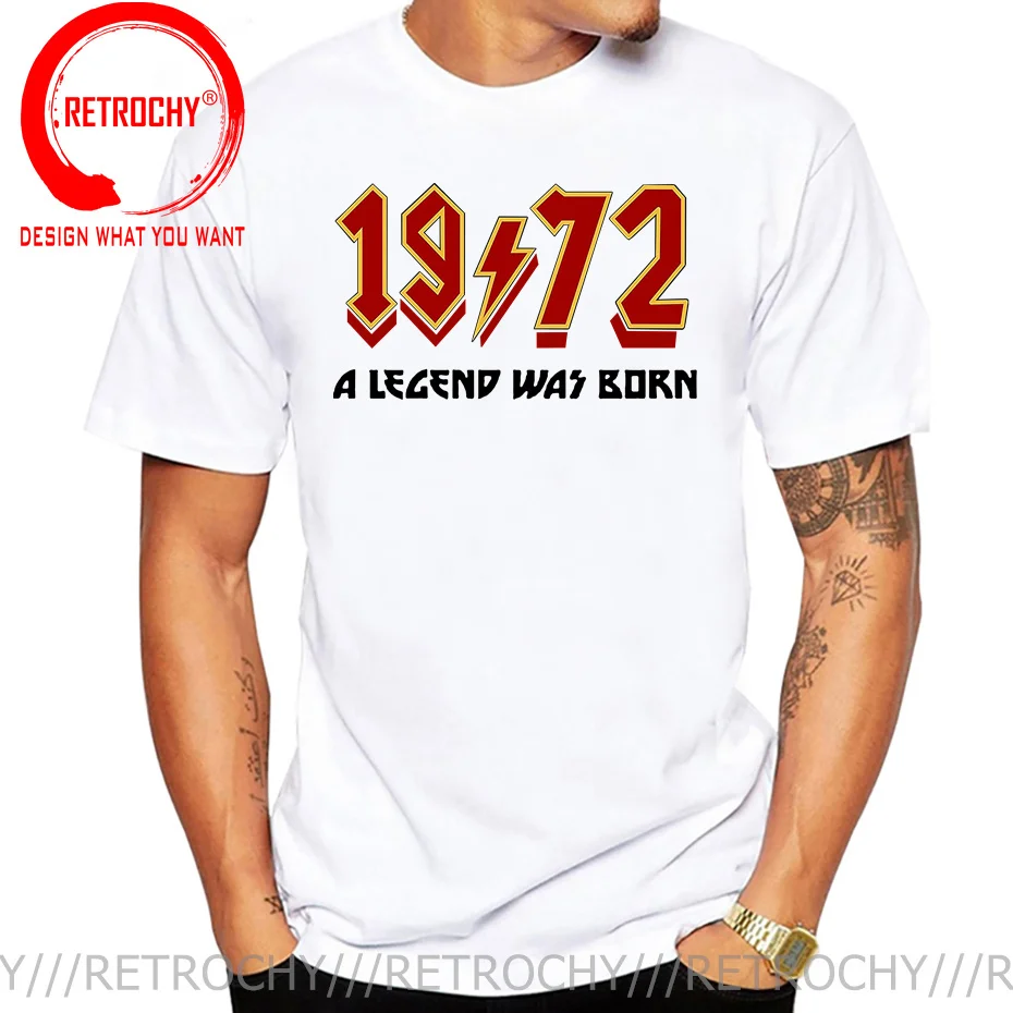 Retro Rock 1972 70s T-Shirts Men 50th Birthday 50 Years Old T Shirt Legend Born in 1972 Big Tall Tees Oversized 4XL 5XL 6XL Tops