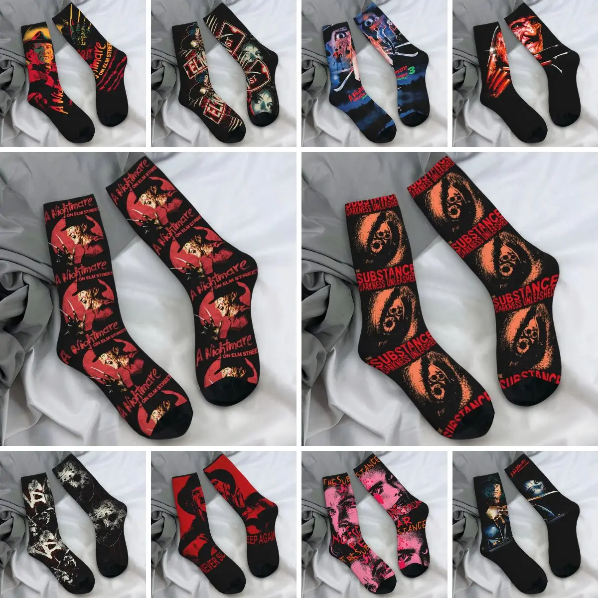 Men Socks Elm Street Nightmare F-Freddy K-Kruger Stockings Winter Gothic Quality Socks Halloween Running Sports Non-Slip Socks