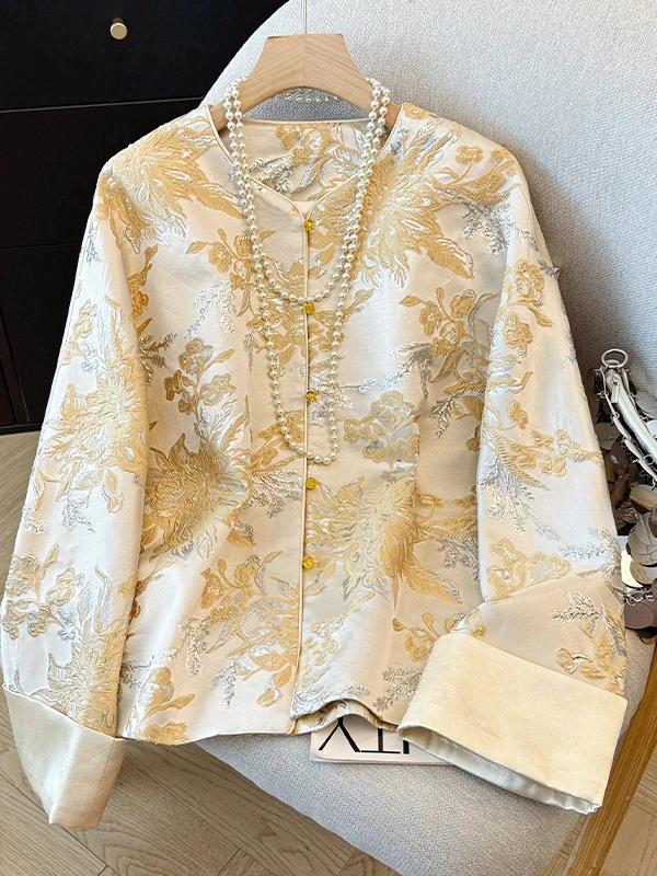 جديد الصينية Sle الثقيلة التطريز زر تانغ دعوى Jaet المرأة ربيع الخريف Sle عالية قسط التخسيس تنوعا أعلى