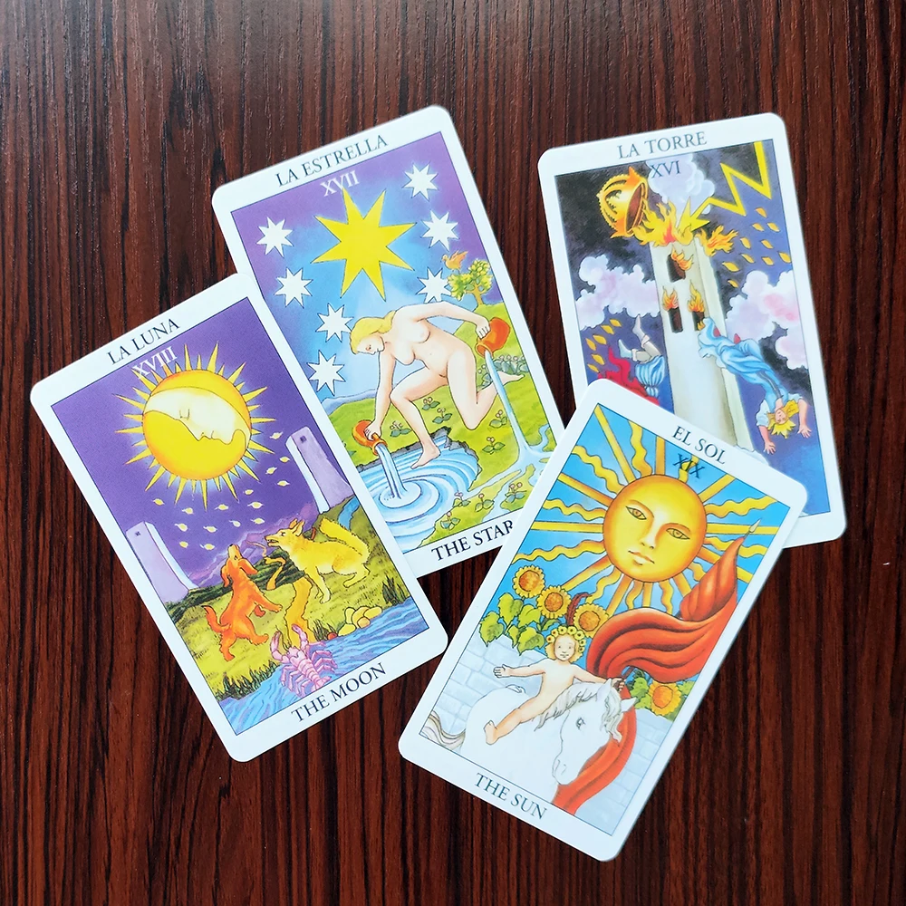 Cartes de Tarot en espagnol anglais, jeu de Divination pour débutants avec livre de guidage en anglais, prédictions d'astrologie
